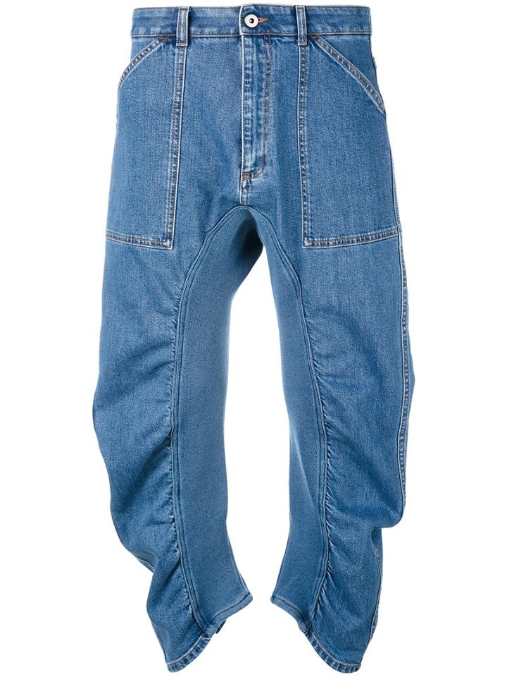 Stella Mccartney - Ruched Cropped Jeans - Women - Cotton/spandex/elastane - 26, Blue, Cotton/spandex/elastane