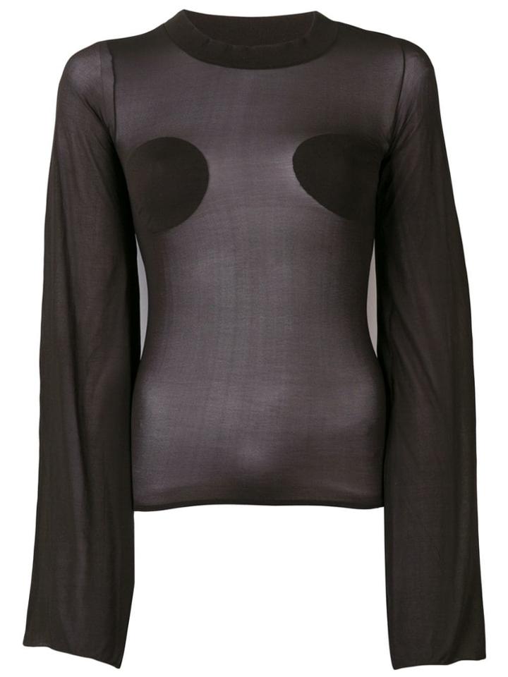 Courrèges Sheer Bell Sleeve Top - Black