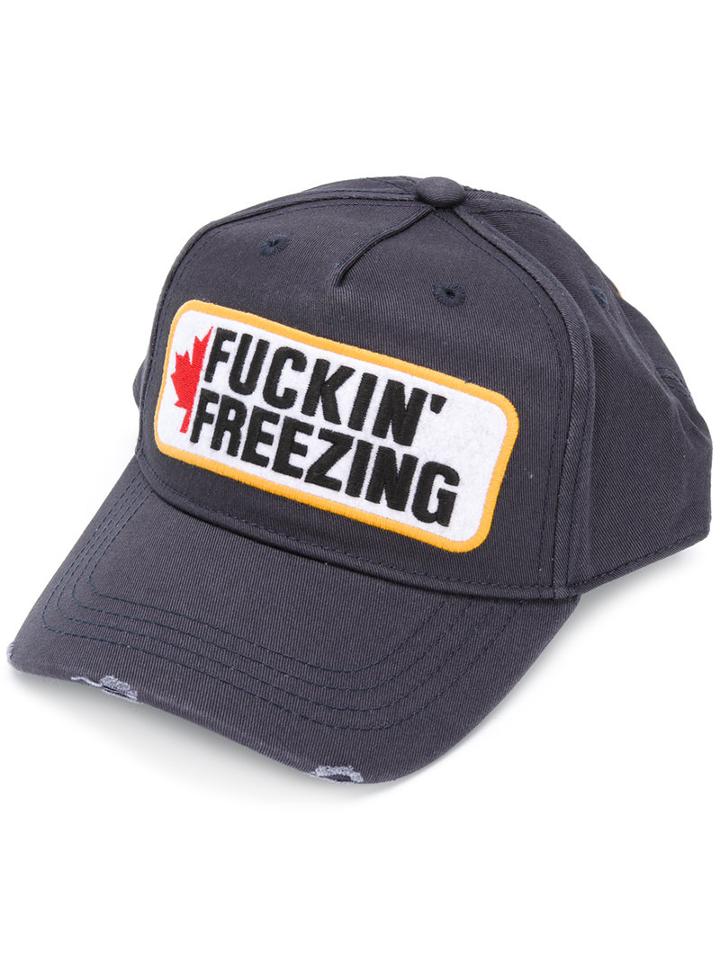 Dsquared2 - Fuckin' Freezing Patch Baseball Cap - Men - Cotton - One Size, Blue, Cotton