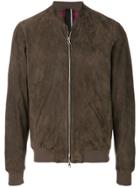Low Brand Leather Bomber Jacket - Brown
