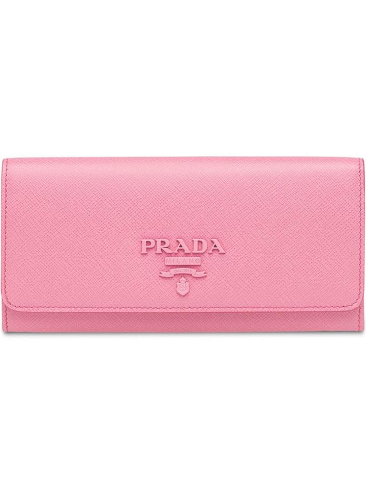 Prada Large Saffiano Leather Wallet - Pink