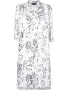Salvatore Ferragamo Striped Overlay Floral Dress, Women's, Size: 44, White, Silk