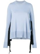 Mm6 Maison Margiela - Lace Up Detail Sweater - Women - Viscose/wool - Xs, Blue, Viscose/wool