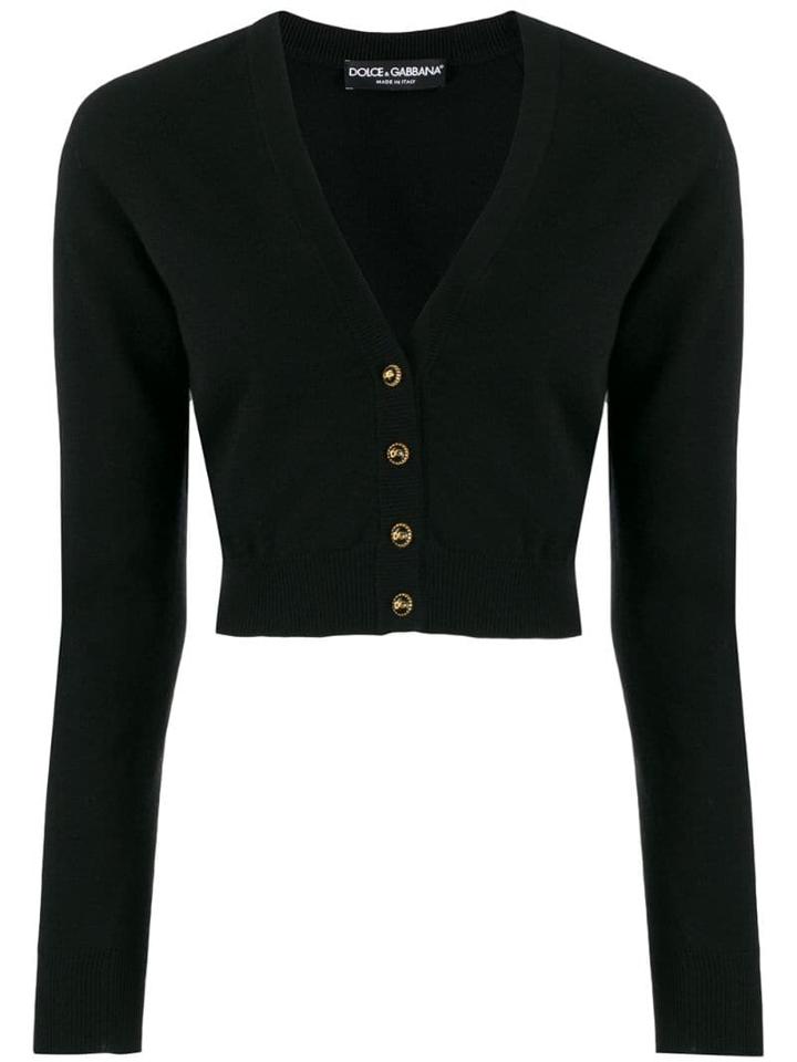 Dolce & Gabbana Cropped V-neck Cardigan - Black