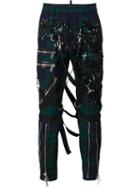 Dsquared2 Zip Detail Sequinned Trousers, Men's, Size: 48, Green, Cotton/wool/calf Leather/glass