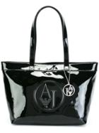 Armani Jeans Embossed Logo Shoulder Bag, Women's, Black