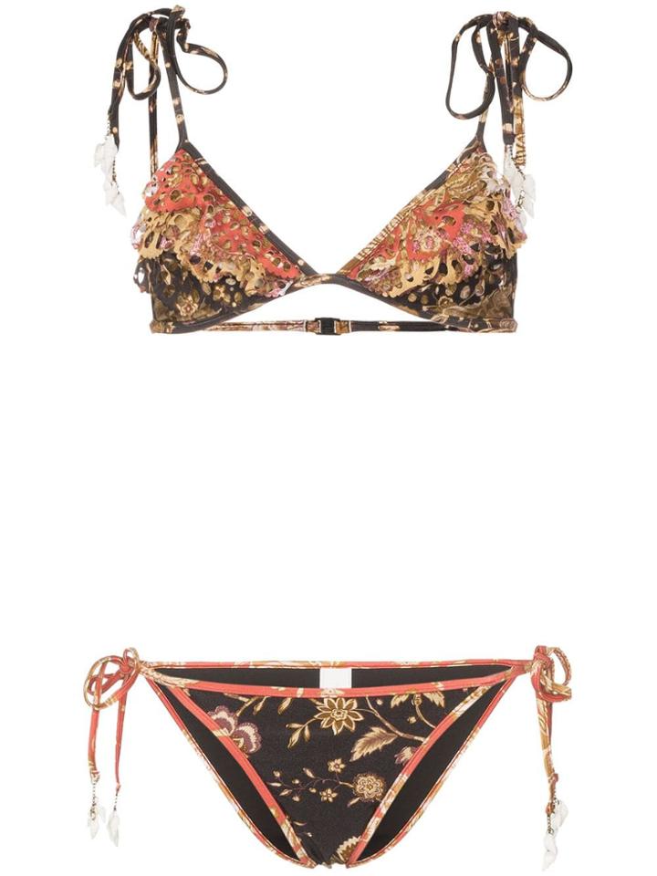 Zimmermann Veneto Floral Print Bikini - Black