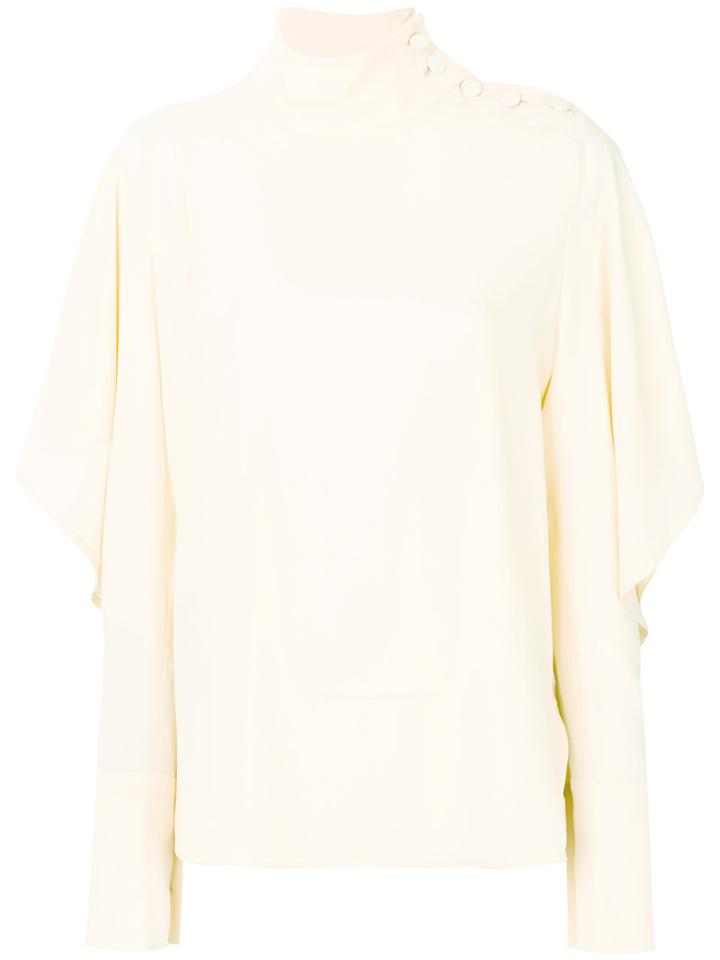 Marni - Draped Sleeve Blouse - Women - Silk/acetate - 46, Yellow/orange, Silk/acetate