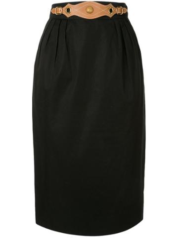 Hermès Pre-owned Belted Micro Pleated Skirt - Black