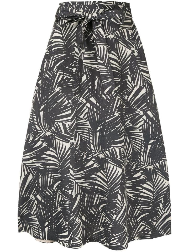 Ballsey Leaf Print Midi Skirt - Grey
