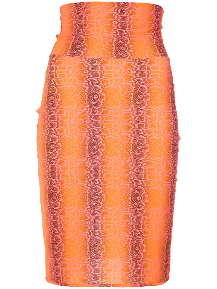 Amir Slama Python Print Skirt - Yellow & Orange