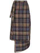Y/project Asymmetric Checked Midi Skirt - Blue