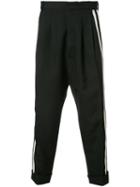 Haider Ackermann Drop-crotch Pleated Cropped Trousers, Men's, Size: 46, Black, Wool