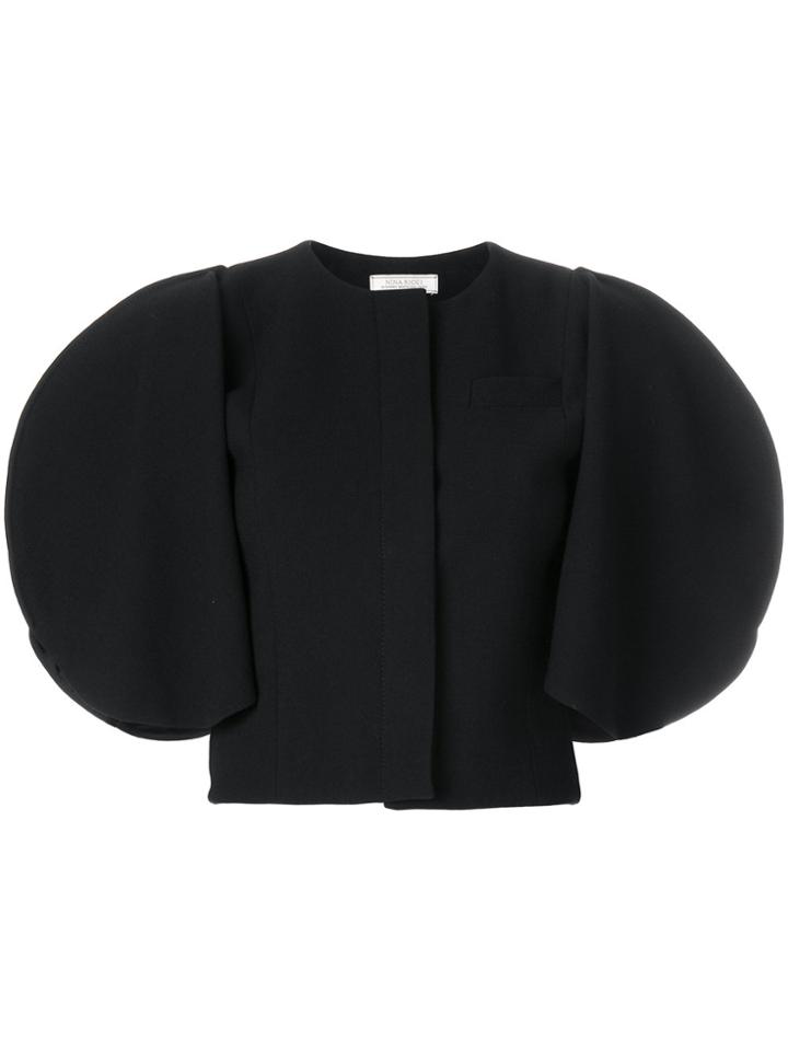 Nina Ricci Cropped Cape Sleeve Jacket - Black