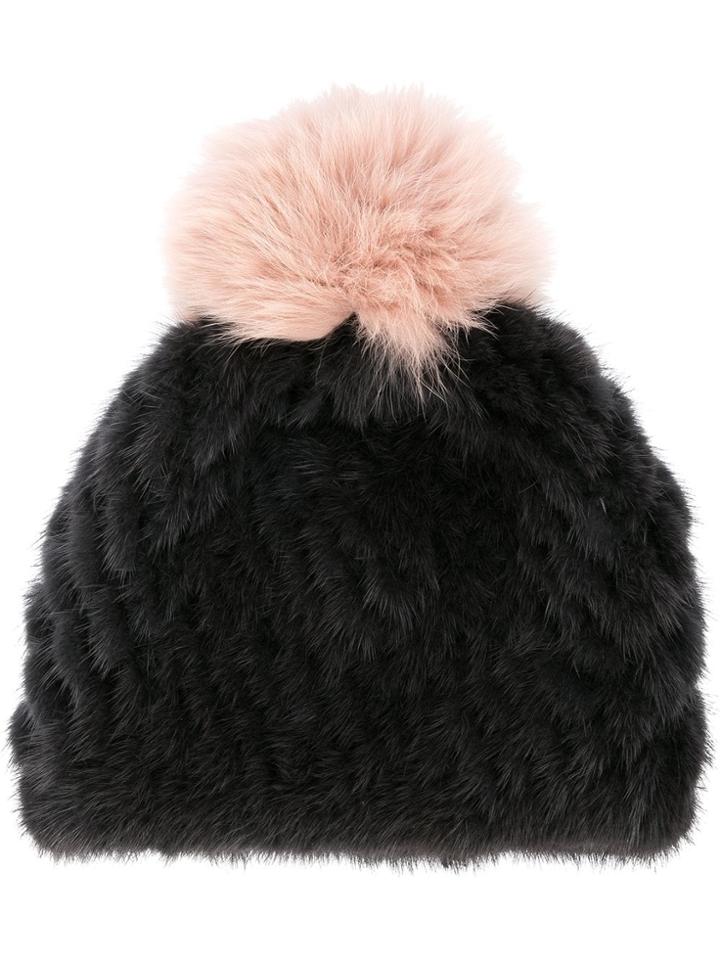 Jocelyn Fur Beanie - Black