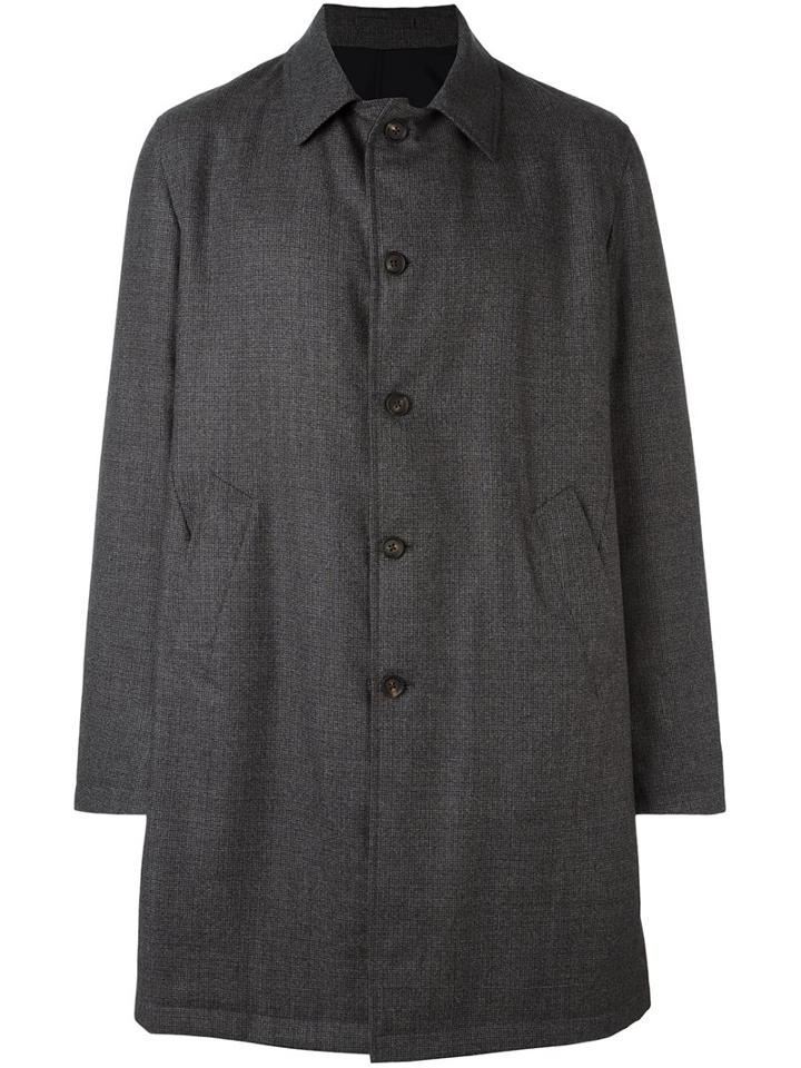 Lardini Buttoned Raincoat, Men's, Size: 48, Grey, Nylon/wool