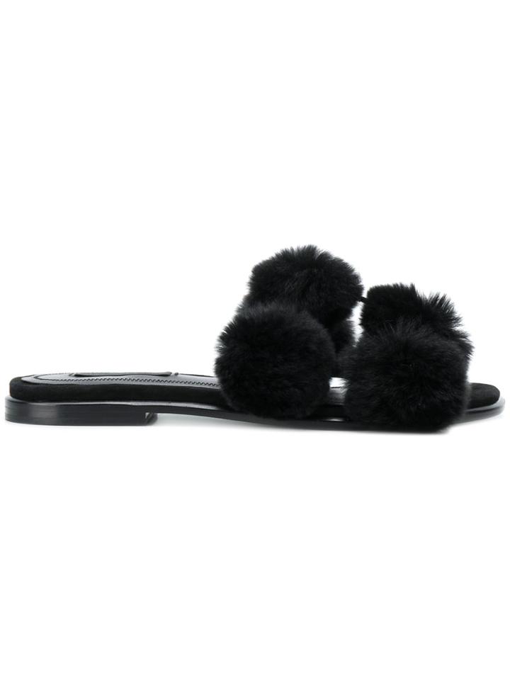 Alexander Wang Rabbit Fur Sandals - Black