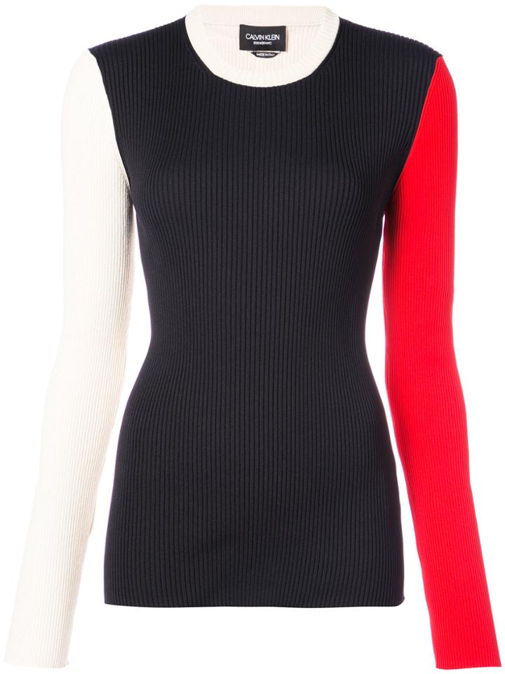 Calvin Klein 205w39nyc Colour Blocked Ribbed Top - Black