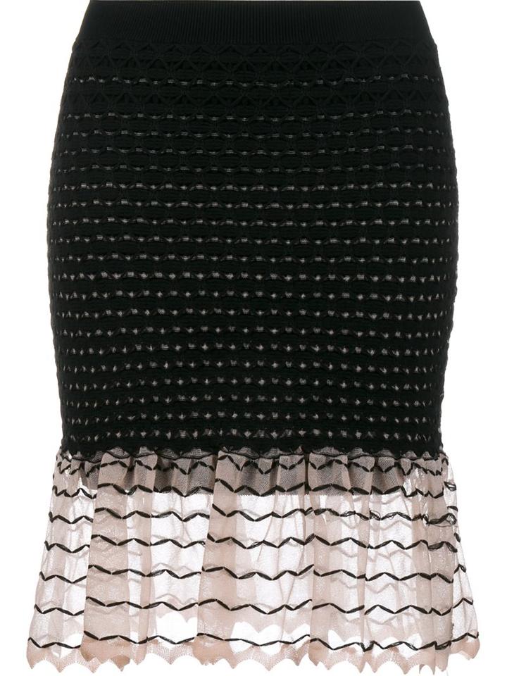 Alexander Mcqueen Ruffled Knit Skirt, Women's, Size: Xl, Black, Silk/polyamide/polyester/viscose