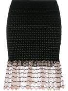 Alexander Mcqueen Ruffled Knit Skirt, Women's, Size: Xl, Black, Silk/polyamide/polyester/viscose
