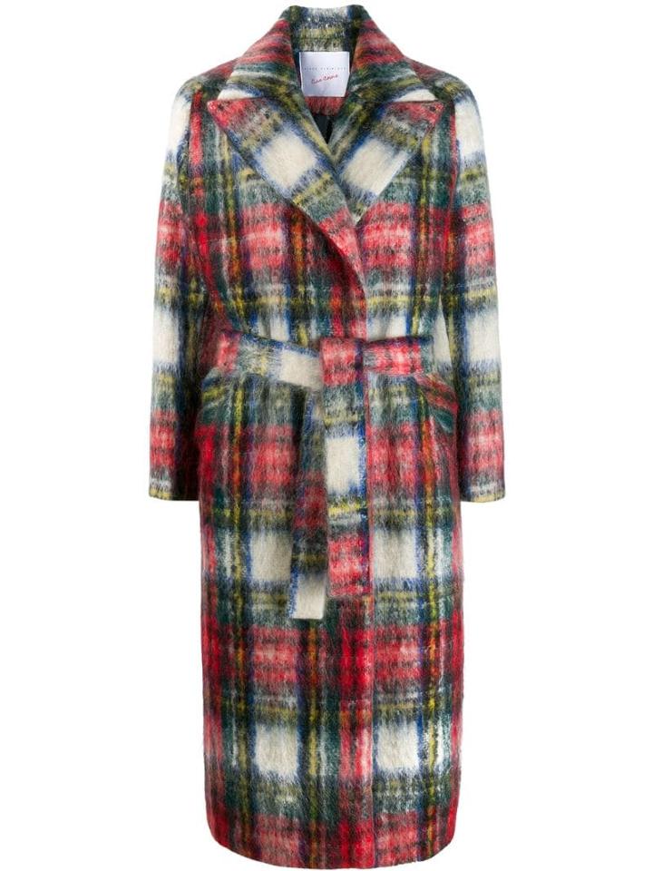 Giada Benincasa Belted Plaid Coat - White