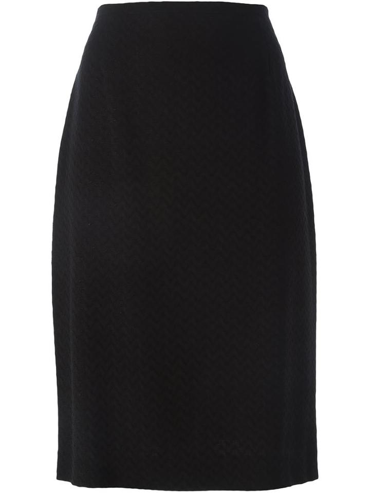 Jean Louis Scherrer Vintage Chevron Knee Length Skirt