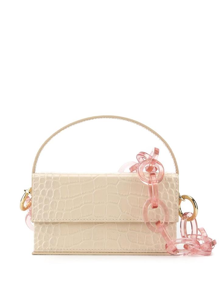L'afshar Croc Embossed Box Bag - Neutrals