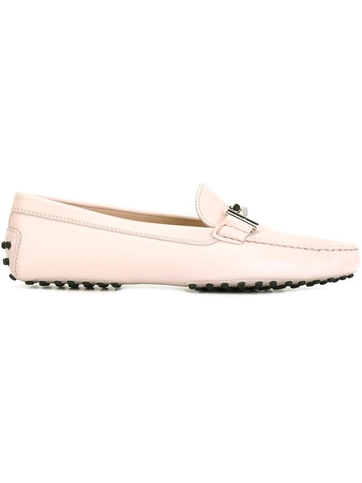 Tod S Double T Loafers, Women's, Size: 38.5, Pink/purple, Leather/rubber