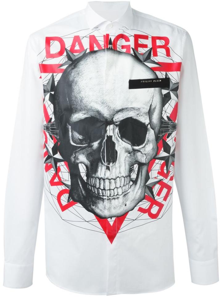 Philipp Plein 'danger' Shirt, Men's, Size: Large, White, Cotton