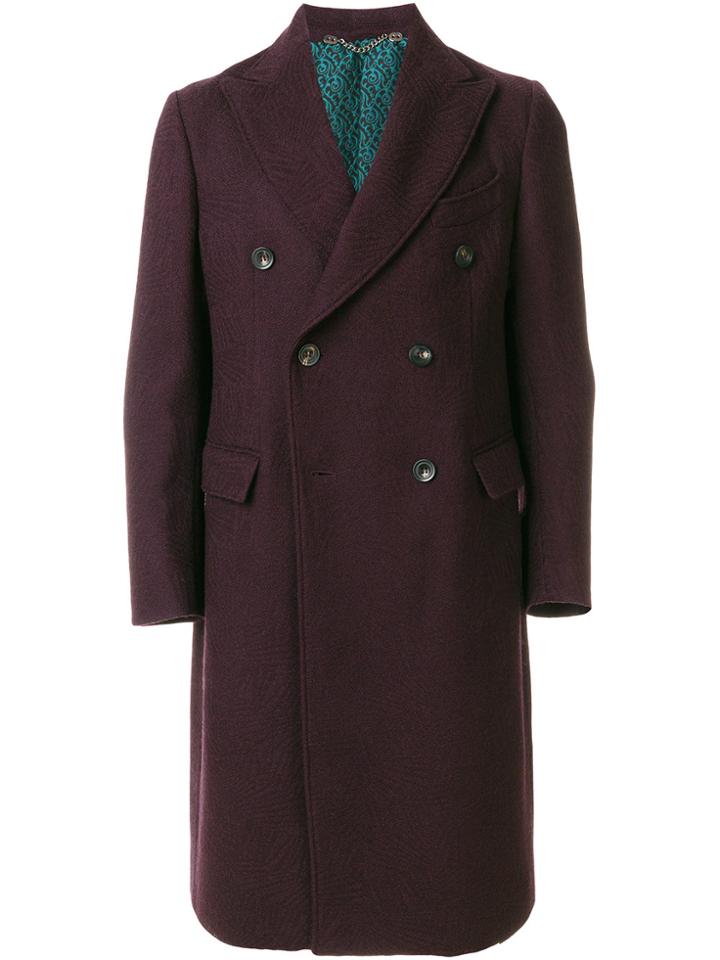 Doppiaa Long Sleeved Buttoned Coat - Pink & Purple