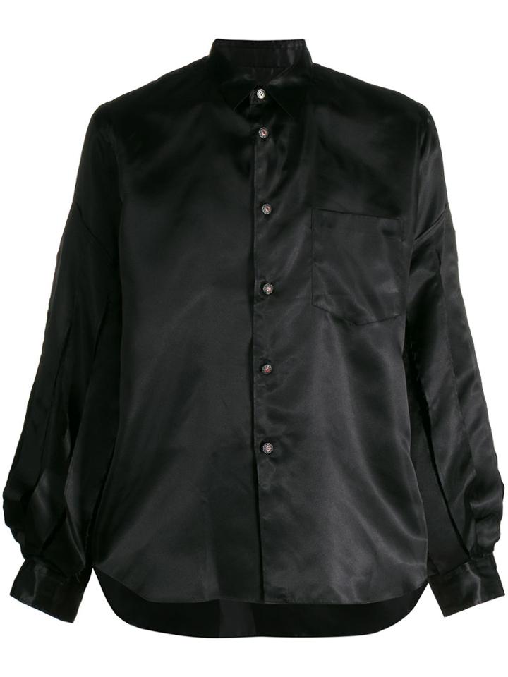 Comme Des Garçons Homme Plus Shredded-sleeve Satin Shirt - Black