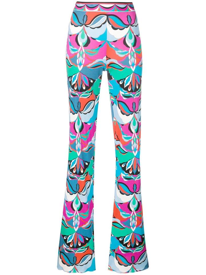 Emilio Pucci Psychedelic Print Flared Trousers - Blue