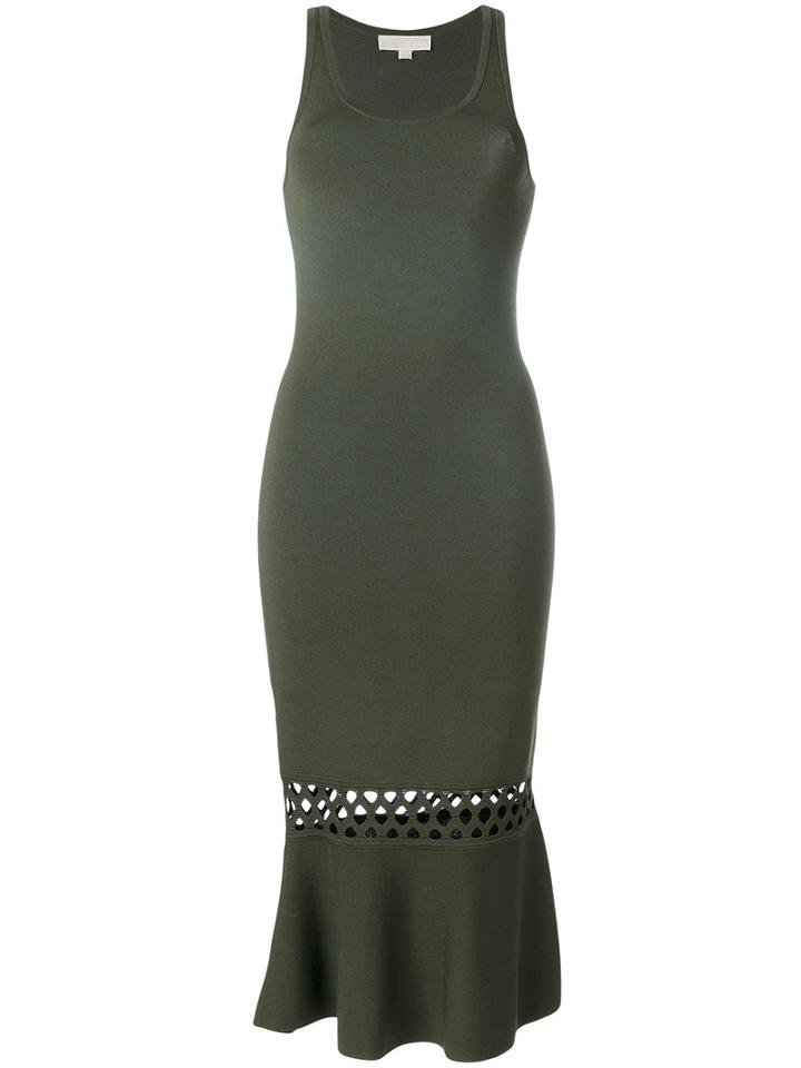 Michael Michael Kors - Peplum Midi Dress - Women - Nylon/viscose - S, Green, Nylon/viscose