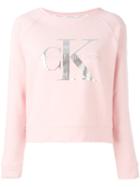 Calvin Klein Jeans Logo Print Sweatshirt, Women's, Size: Small, Pink/purple, Cotton