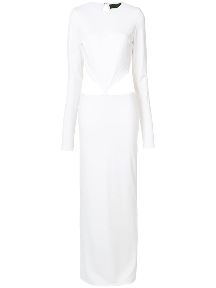 Haider Ackermann - Long Sleeve Long Cutout Dress - Women - Rayon/spandex/elastane - S, White, Rayon/spandex/elastane