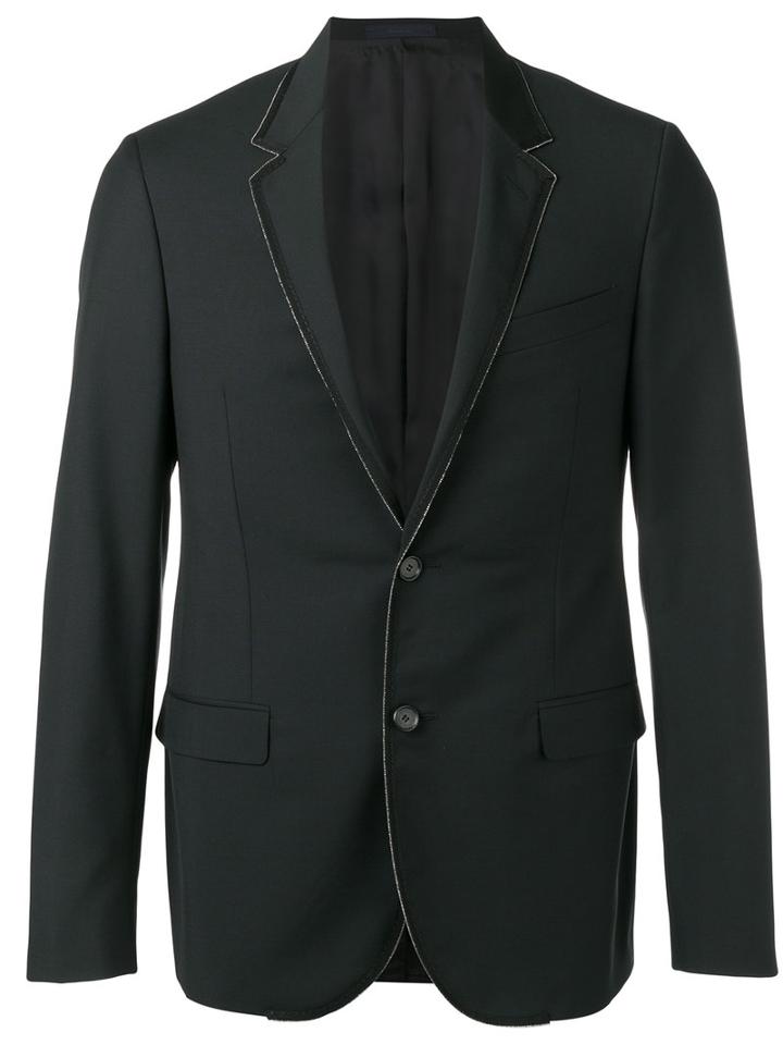 Lanvin Grosgrain Trimmed Blazer, Men's, Size: 48, Blue, Mohair/wool/cupro