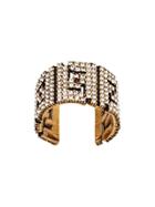 Fendi Ff Crystal Embellished Ring - F192u-dark Burattato Gold+