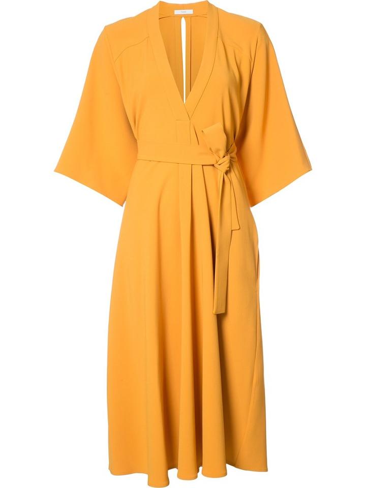 Tome Kimono-style Belted Dress, Women's, Size: 2, Yellow/orange, Silk