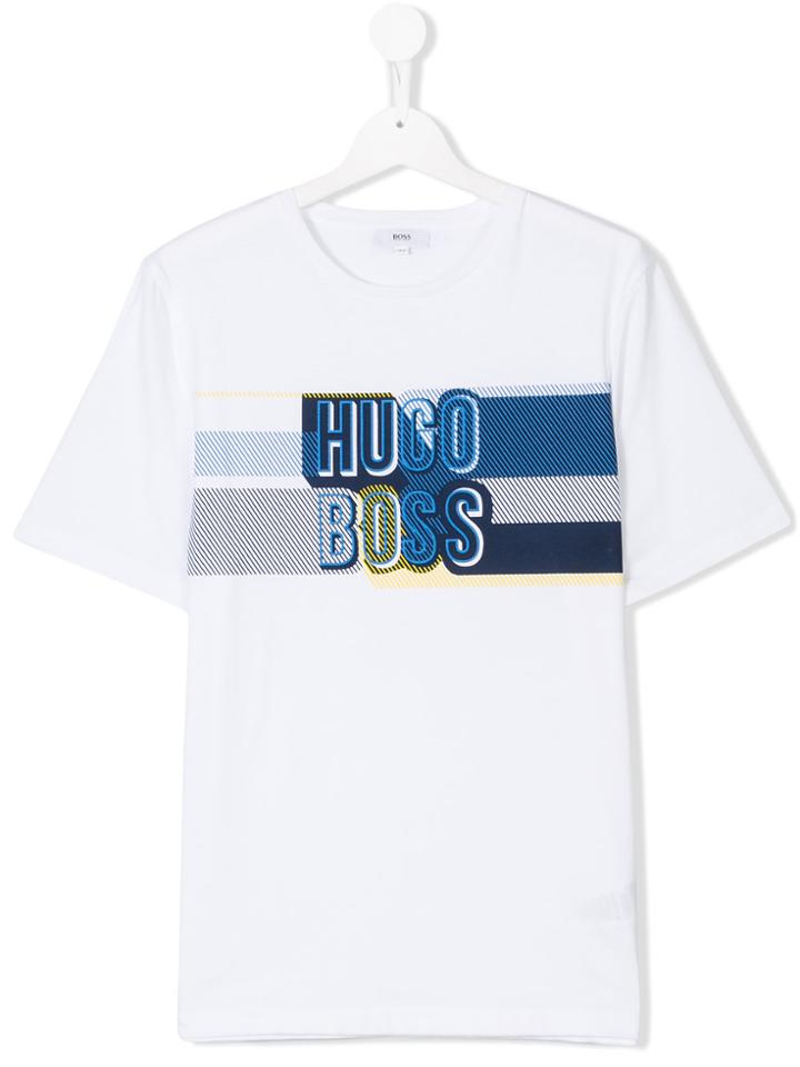 Boss Kids Teen Graphic Logo Print T-shirt - White