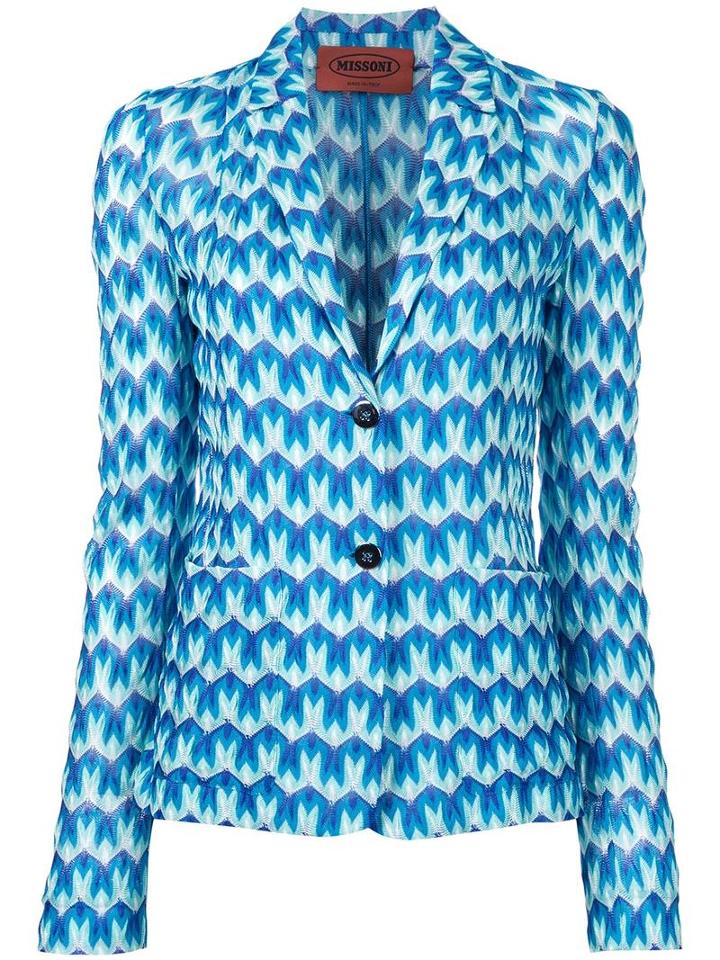 Missoni Two Button Blazer, Women's, Size: 44, Blue, Viscose