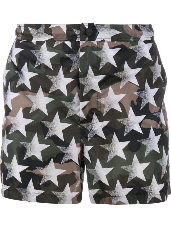 Valentino Camustars Swim Shorts, Men's, Size: 46, Green, Polyamide/polyester