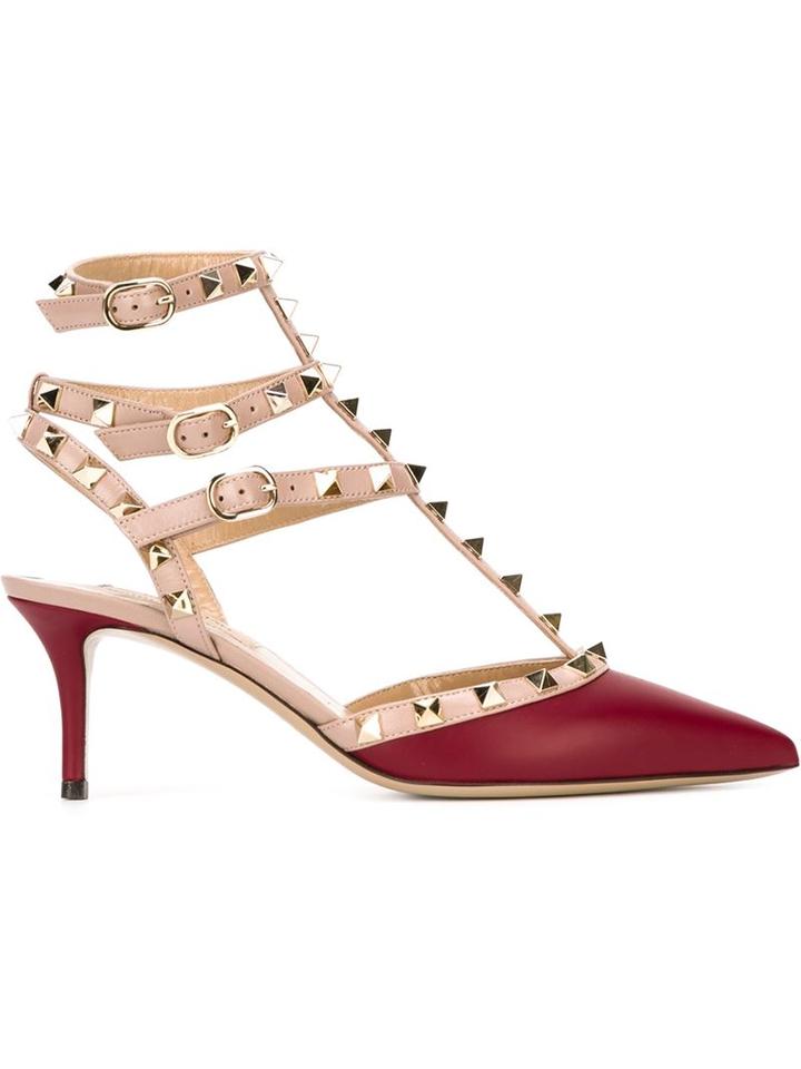 Valentino Garavani Rockstud Pumps, Women's, Size: 35, Red, Leather/metal Other/calf Leather