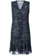 Derek Lam 10 Crosby - Printed Sleeveless Mini Dress - Women - Silk - 12, Blue, Silk
