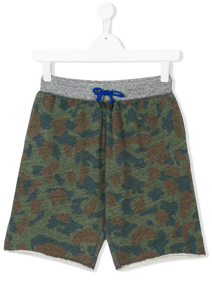 Bellerose Kids Camouflage Track Shorts - Green