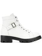 Tosca Blu Lace-up Buckled Boots - White
