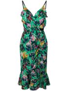 Saloni Floral Print Peplum Dress - Green