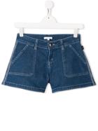 Chloé Kids Teen Stitch Detail Denim Shorts - Blue