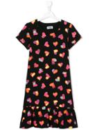 Moschino Kids Heart Print Dress, Girl's, Size: 14 Yrs, Black