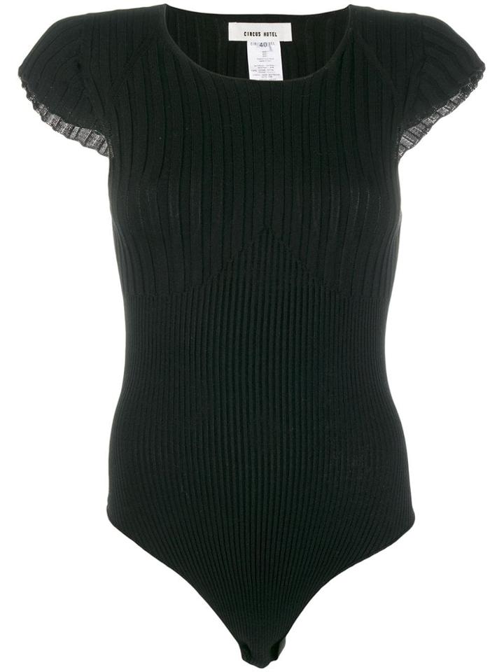 Circus Hotel Ribbed Knitted Top - Black