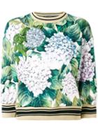 Dolce & Gabbana - Floral Print Jumper - Women - Cotton/polyester/viscose - 42, Green, Cotton/polyester/viscose